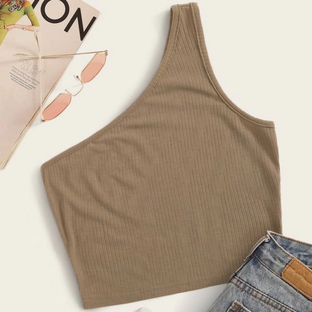 Ribbed One Shoulder Crop Top